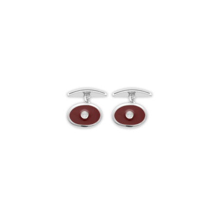 Gemelos Plata, Circonita Y Esmalte Rojo. Género: Hombre. Material: Plata. Piedras: Circonitas