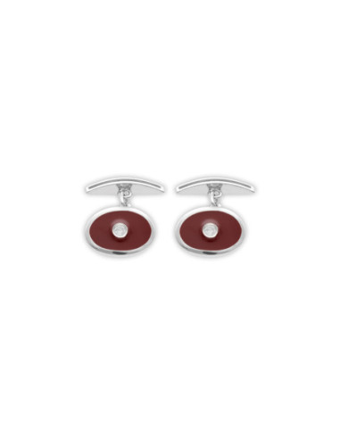 Gemelos Plata, Circonita Y Esmalte Rojo
