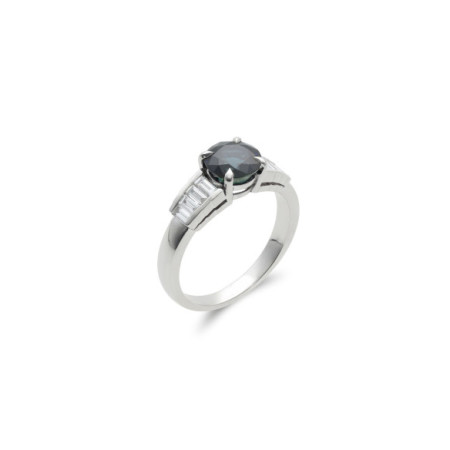 Anillo Oro Blanco, Zafiro Y Diamantes. Género: Mujer. Material: Oro blanco. Piedras: Diamantes,Zafiros
