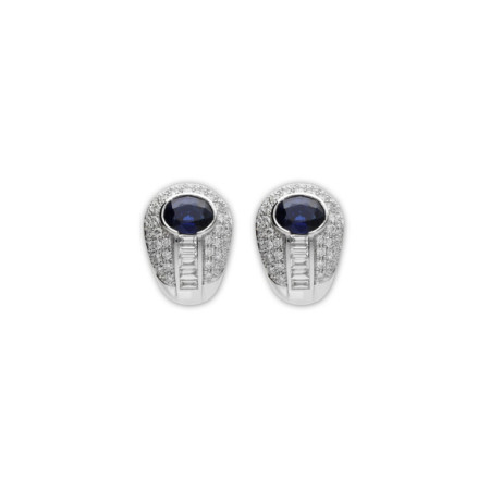 Pendientes Oro Blanco, Zafiro Y Diamantes. Género: Mujer. Material: Oro blanco. Piedras: Zafiros,Diamantes