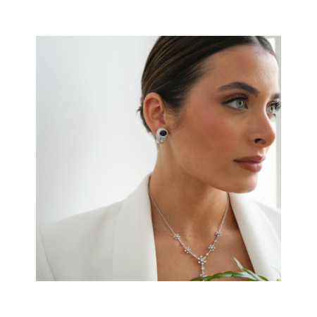Pendientes Oro Blanco, Zafiro Y Diamantes. Género: Mujer. Material: Oro blanco. Piedras: Zafiros,Diamantes