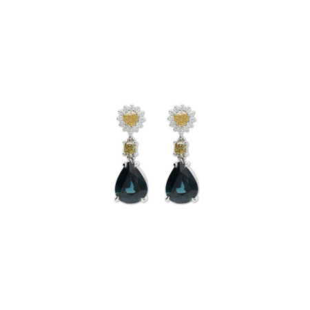 Pendientes Oro Blanco, Zafiro Y Diamantes. Género: Mujer. Material: Oro blanco. Piedras: Diamantes,Zafiros