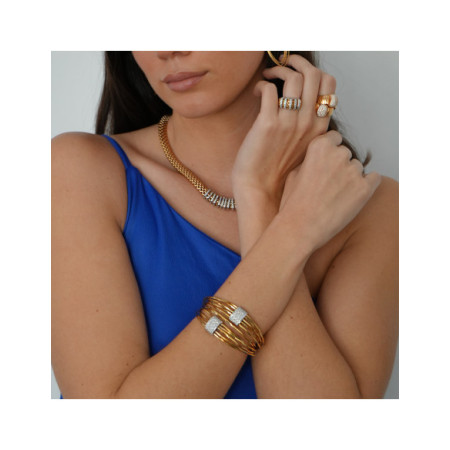 Pulsera Oro Amarillo-Blanco Y Diamantes. Género: Mujer. Material: Oro amarillo,Oro blanco. Piedras: Diamantes