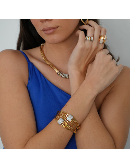 Pulsera Oro Amarillo-Blanco Y Diamantes