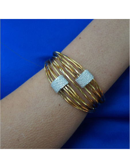 Pulsera Oro Amarillo-Blanco Y Diamantes