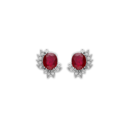 Pendientes Oro Blanco, Rubí Y Diamantes. Género: Mujer. Material: Oro blanco. Piedras: Diamantes,Rubies