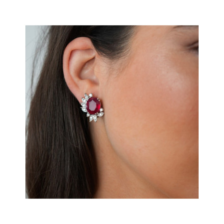 Pendientes Oro Blanco, Rubí Y Diamantes. Género: Mujer. Material: Oro blanco. Piedras: Diamantes,Rubies