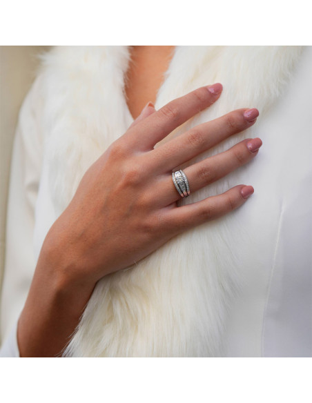 Anillo Oro Blanco Y Diamantes