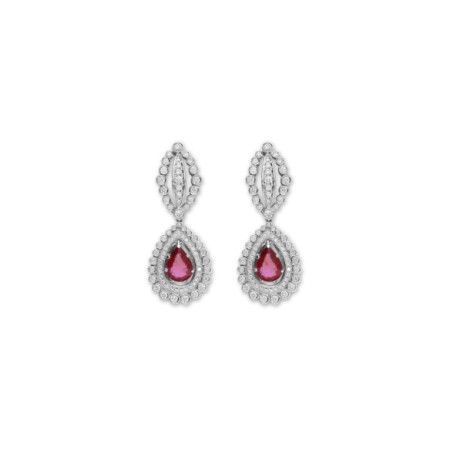 Pendientes Oro Blanco, Rubí Y Diamantes. Género: Mujer. Material: Oro blanco. Piedras: Diamantes,Rubies