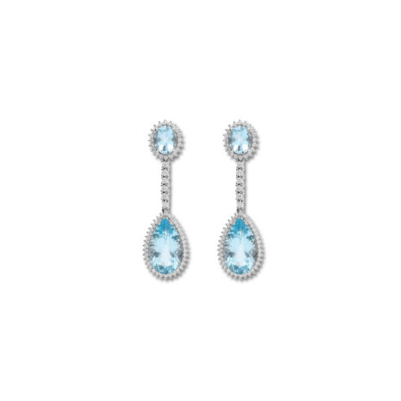 Pendientes Oro Blanco, Topacio Y Diamantes. Género: Mujer. Material: Oro blanco. Piedras: Diamantes,Topacio azul
