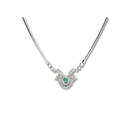 Gargantilla Oro Blanco, Esmeralda Y Diamantes. Género: Mujer. Material: Oro blanco. Piedras: Diamantes,Esmeraldas