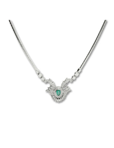 Gargantilla Oro Blanco, Esmeralda Y Diamantes