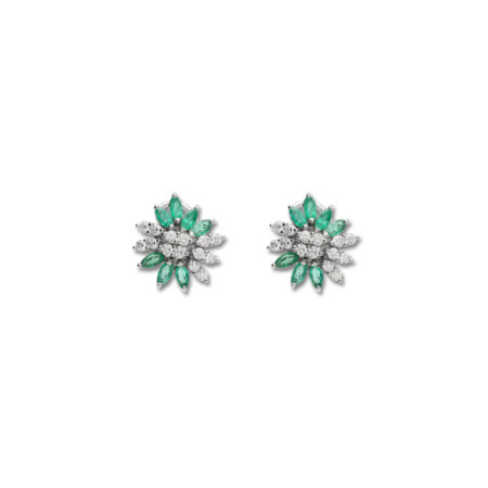 Pendientes Oro Blanco, Esmeraldas Y Diamantes. Género: Mujer. Material: Oro blanco. Piedras: Diamantes,Esmeraldas
