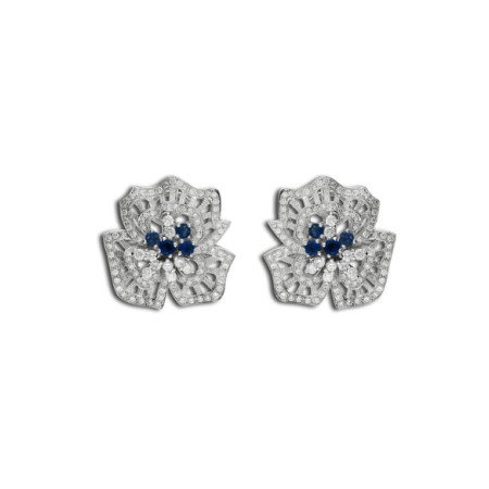 Pendientes Oro Blanco, Zafiros Y Diamantes. Género: Mujer. Material: Oro blanco. Piedras: Diamantes,Zafiros