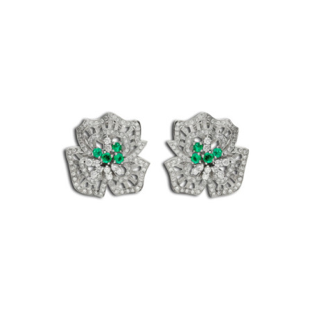 Pendientes Oro Blanco, Esmeraldas Y Diamantes. Género: Mujer. Material: Oro blanco. Piedras: Diamantes,Esmeraldas