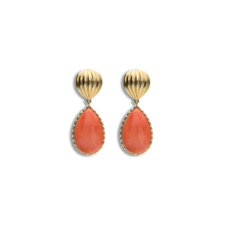 Pendientes Oro Amarillo Y Coral. Género: Mujer. Material: Oro amarillo. Piedras: Coral