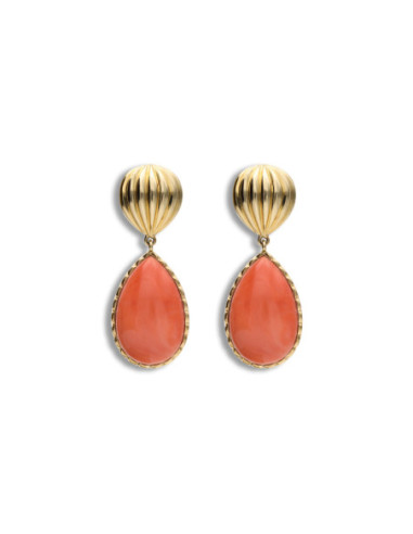 Pendientes Oro Amarillo Y Coral