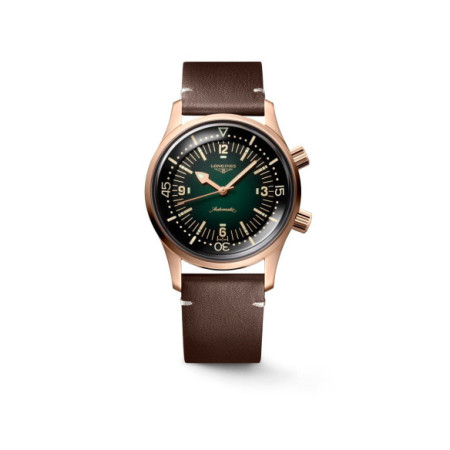 Reloj Longines Legend Diver Watch L3.774.1.50.2. Género: Hombre. Material: Titanio,Bronce. Tamaño: De 39mm a 42mm. Correa: Piel. Color esfera: Verde. Estilo: Clásico,Cocktail. Movimiento: Automático. Características técnicas: Reserva de marcha,Hora y segundero