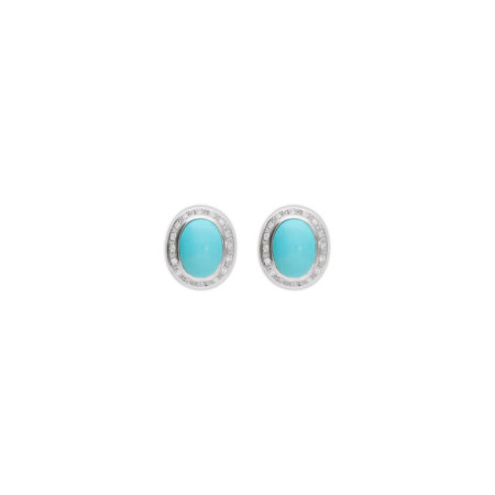 Pendientes Oro Blanco, Turquesa Y Diamantes. Género: Mujer. Material: Oro blanco. Piedras: Diamantes,Otras gemas