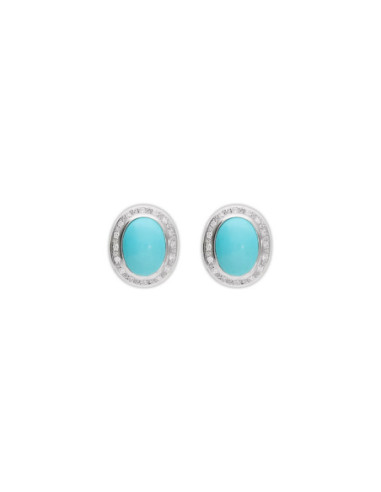 Pendientes Oro Blanco, Turquesa Y Diamantes