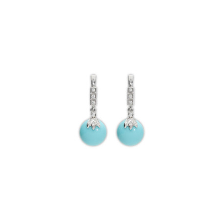 Pendientes Oro Blanco, Diamantes Y Neolite. Género: Mujer. Material: Oro blanco. Piedras: Otras gemas
