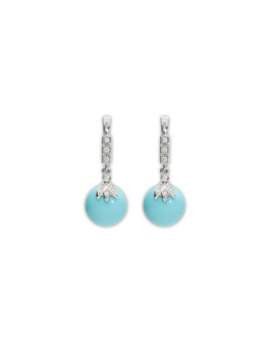 Pendientes Oro Blanco, Diamantes Y Neolite