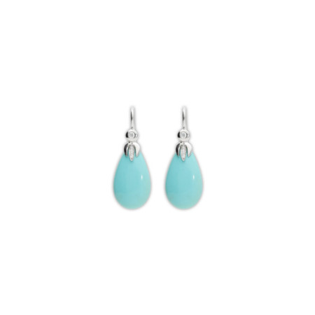 Pendientes Oro Blanco, Diamantes Y Turquesa. Género: Mujer. Material: Oro blanco. Piedras: Otras gemas