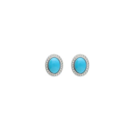 Pendientes Oro Blanco, Turquesa Y Diamantes. Género: Mujer. Material: Oro blanco. Piedras: Diamantes,Otras gemas