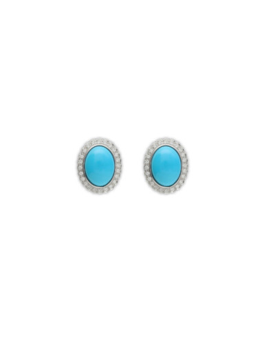 Pendientes Oro Blanco, Turquesa Y Diamantes