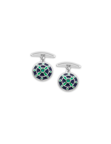 Gemelos Plata, Esmeralda, Esmalte Azul Y Verde