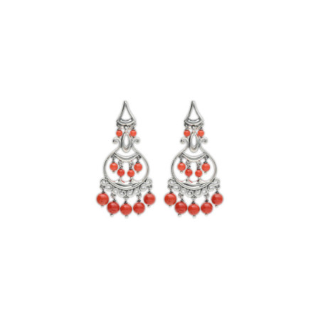 Pendientes Plata Y Coral. Género: Mujer. Material: Plata. Piedras: Coral