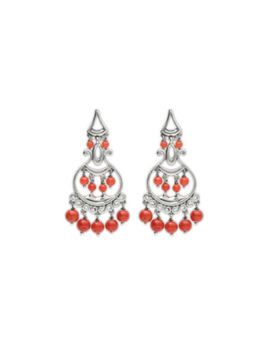 Pendientes Plata Y Coral