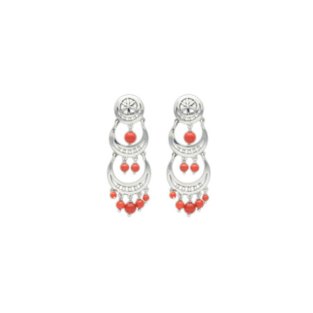 Pendientes Plata Y Coral. Género: Mujer. Material: Plata. Piedras: Coral