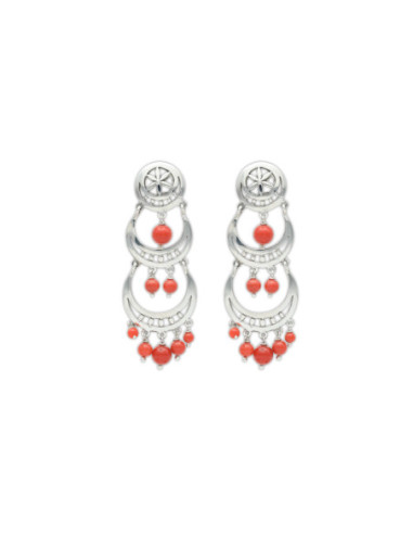Pendientes Plata Y Coral