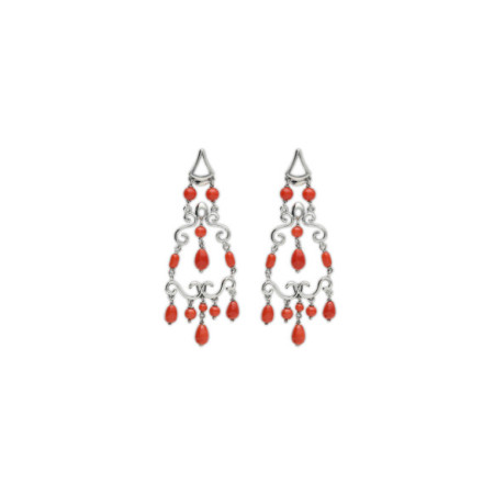 Pendientes Plata Y Coral. Género: Mujer. Material: Plata. Piedras: Coral