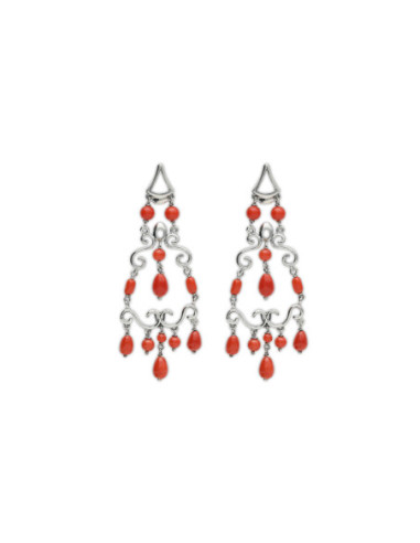 Pendientes Plata Y Coral