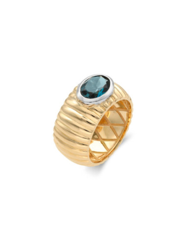 Anillo Oro Amarillo-Blanco Y Topacio