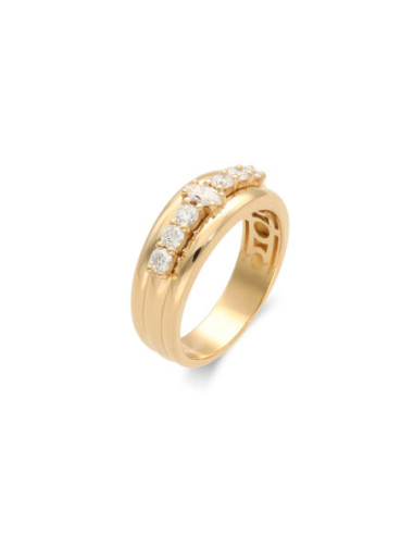 Anillo Oro Amarillo Y Diamantes