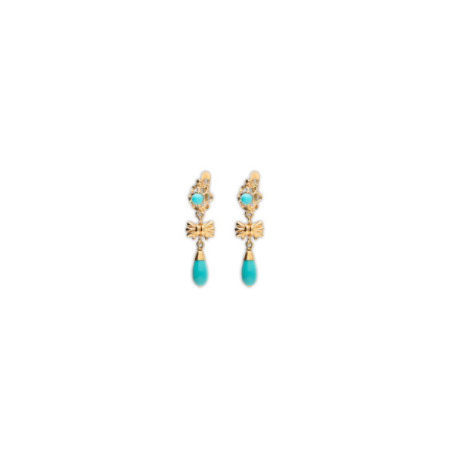 Pendientes Oro Amarillo Y Turquesas. Género: Mujer,Niña. Material: Oro amarillo. Piedras: Otras gemas