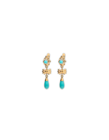 Pendientes Oro Amarillo Y Turquesas