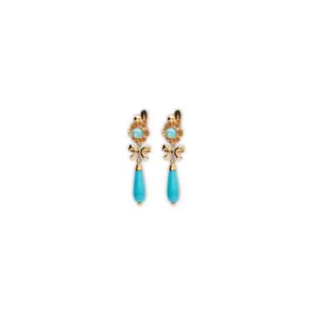 Pendientes Oro Amarillo Y Turquesas. Género: Mujer,Niña. Material: Oro amarillo. Piedras: Otras gemas