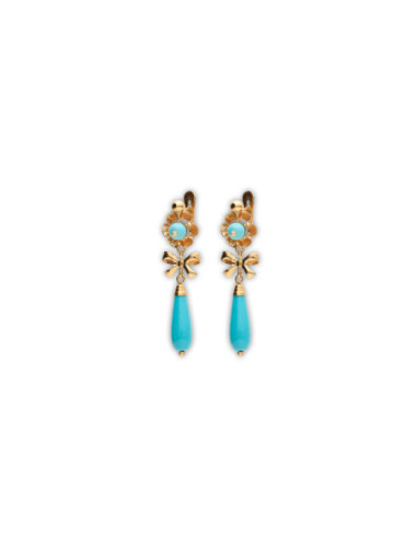 Pendientes Oro Amarillo Y Turquesas