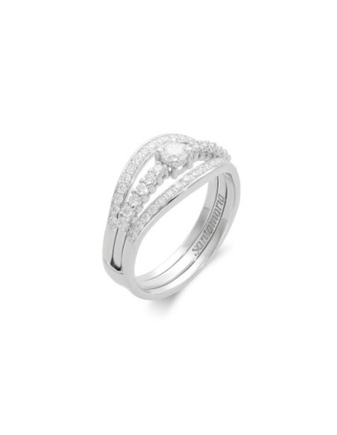 Anillo Oro Blanco Y Diamantes
