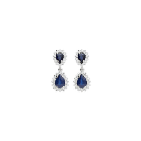 Pendientes Oro Blanco Y Zafiros. Género: Mujer. Material: Oro blanco. Piedras: Diamantes,Zafiros