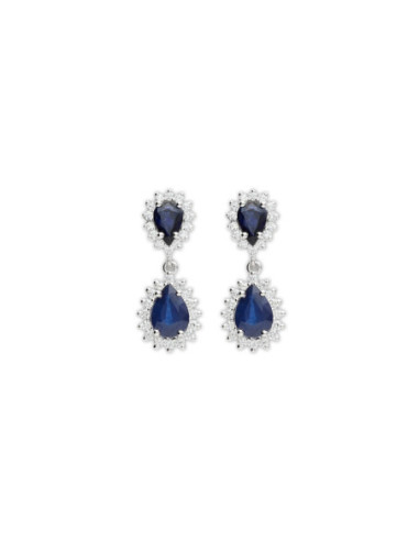 Pendientes Oro Blanco Y Zafiros