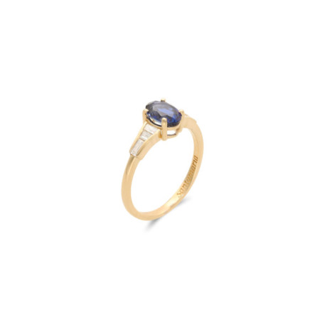 Anillo Oro Amarillo, Zafiro Y Diamantes. Género: Mujer. Material: Oro amarillo. Piedras: Diamantes,Zafiros