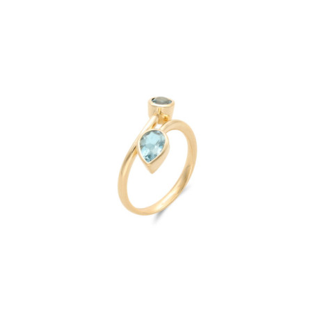 Anillo Oro Amarillo, Topacio Y Aguamarina. Género: Mujer. Material: Oro amarillo. Piedras: Aguamarinas,Topacio azul
