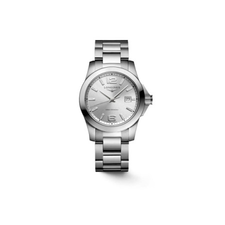 Reloj Longines Conquest L3.377.4.76.6. Género: Mujer. Material: Acero. Tamaño: De 32mm a 38mm. Correa: Acero. Color esfera: Plata. Estilo: Casual,Cocktail. Movimiento: Cuarzo. Características técnicas: Calendario,Hora y segundero