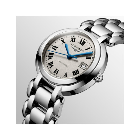 Reloj Longines PrimaLuna L8.113.4.71.6. Género: Mujer. Material: Acero. Tamaño: Menos de 32mm. Correa: Acero. Color esfera: Plata. Estilo: Clásico. Movimiento: Automático. Características técnicas: Calendario,Reserva de marcha,Hora y segundero