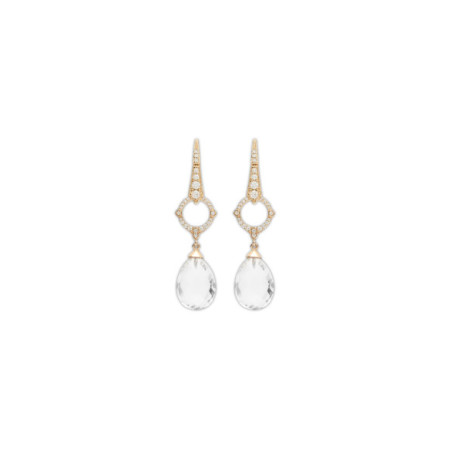 Pendientes Oro Amarillo, Diamantes Y Cristal De Roca. Género: Mujer. Material: Oro amarillo. Piedras: Diamantes,Otras gemas